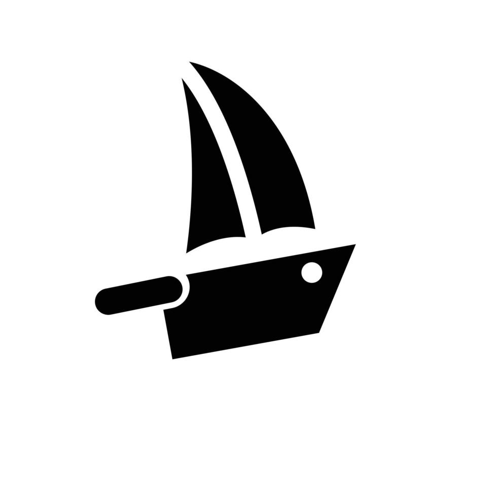 combinación de diseño de logotipo de doble significado de barco y cuchillo vector