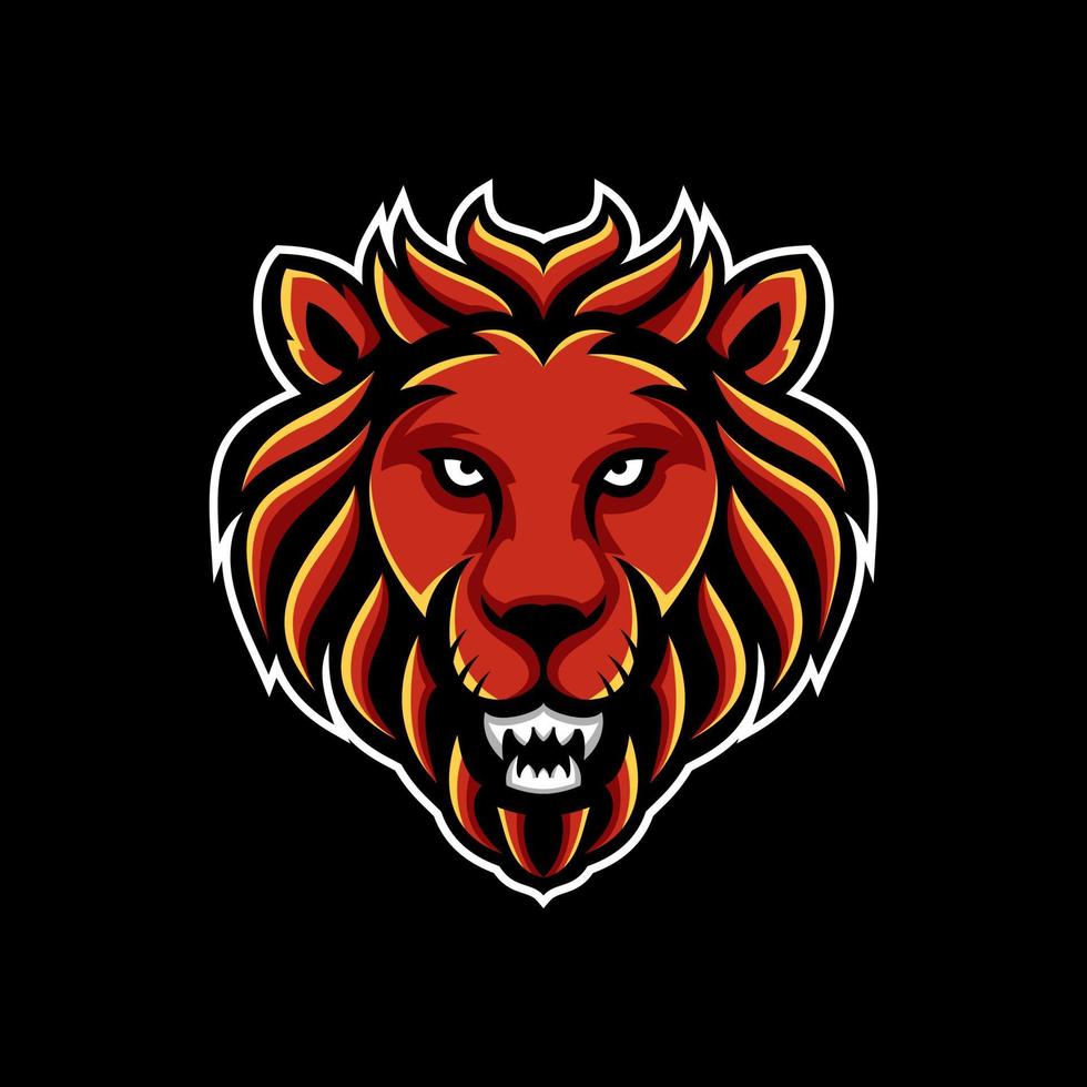 Simple Mascot Vector Logo Design Lion Face in Color Red
