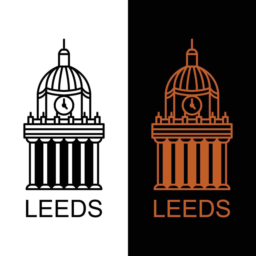 Vector Design Leeds Line art style In Color Black and White
