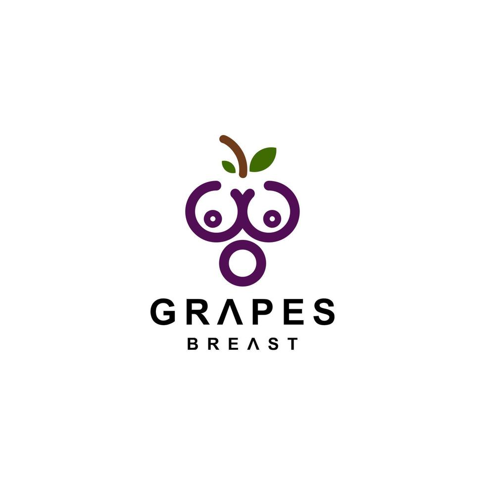 Combination Fruit Grapes and breast in white background , vector logo design template editable
