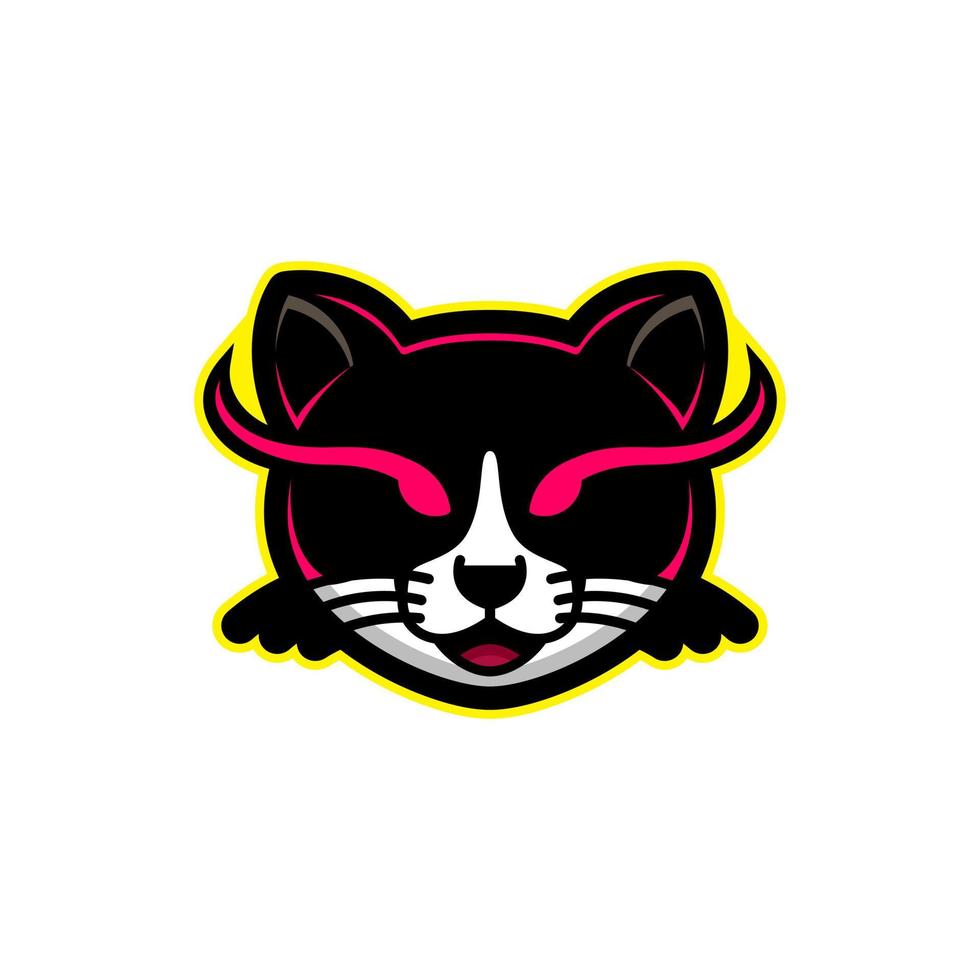 gato en fondo blanco, diseño de logotipo de vector de dibujos animados editable