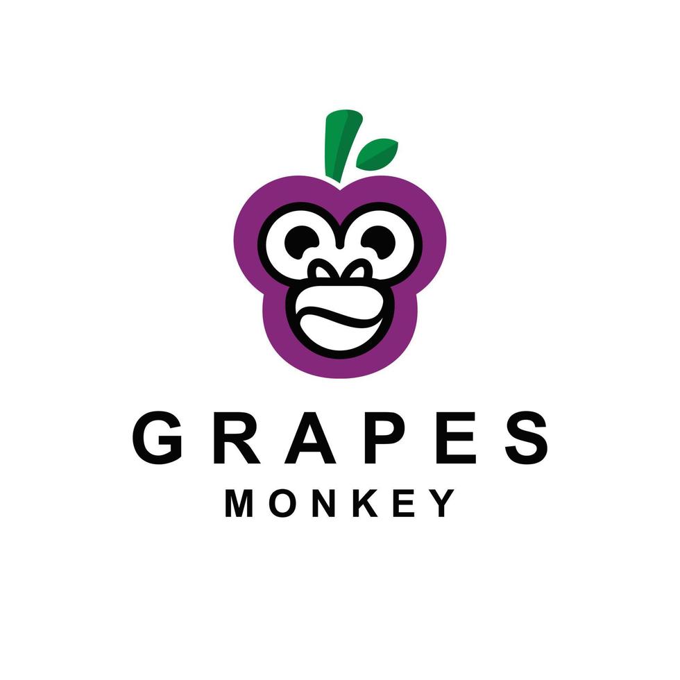 Double Meaning Logo Combination of Monkey and Grapes vector