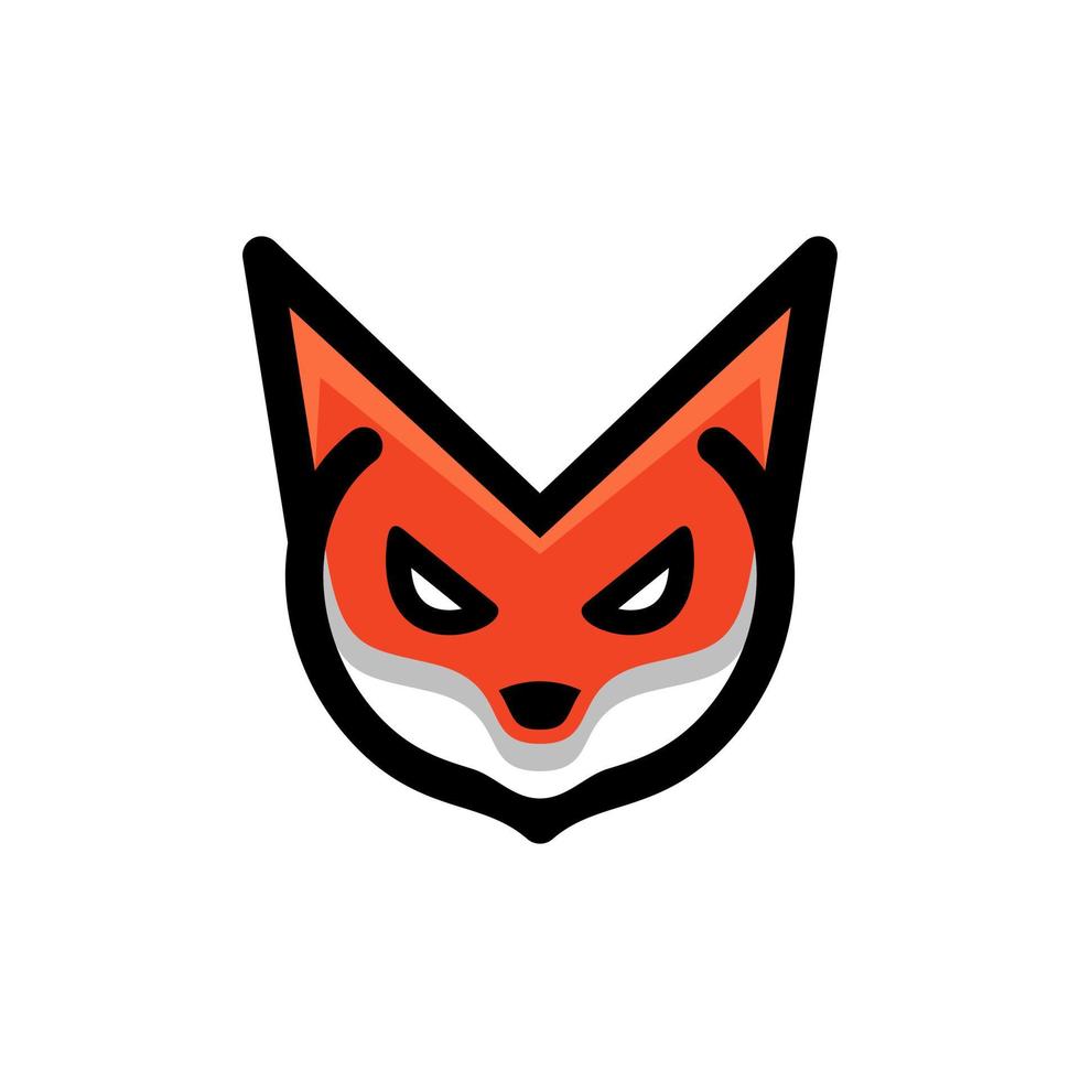 mascota simple personaje vector logo diseño cara zorro en color naranja