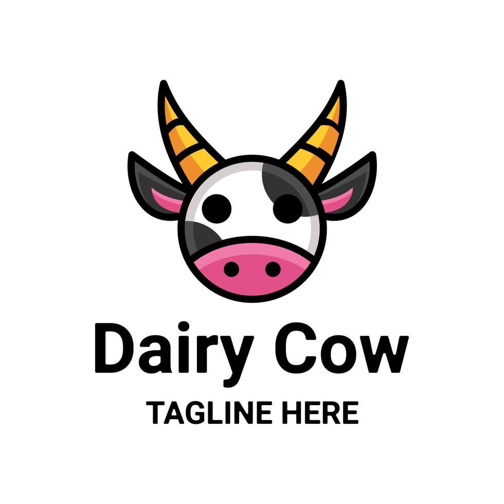 Simple Mascot Vector Logo Design of Dairy Cow