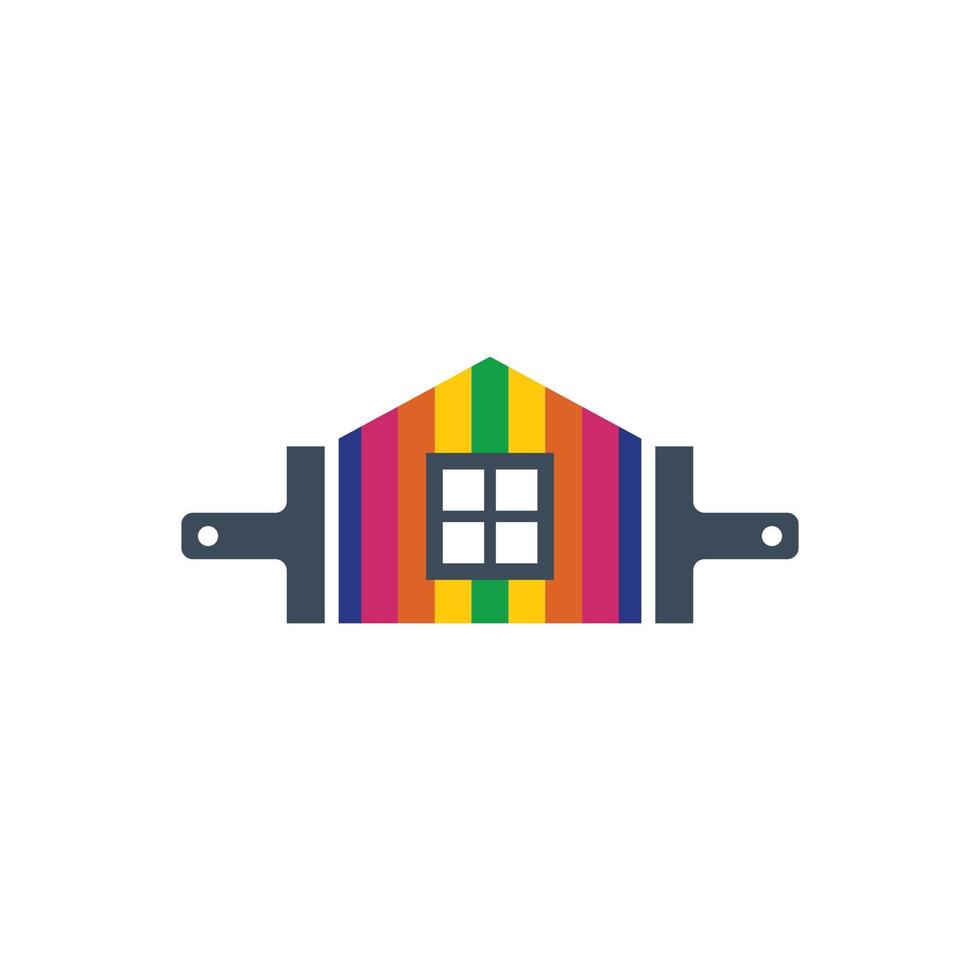 Combination paintbrush and home with a minimalist flat style. Logo Designs Vector editable as you wish