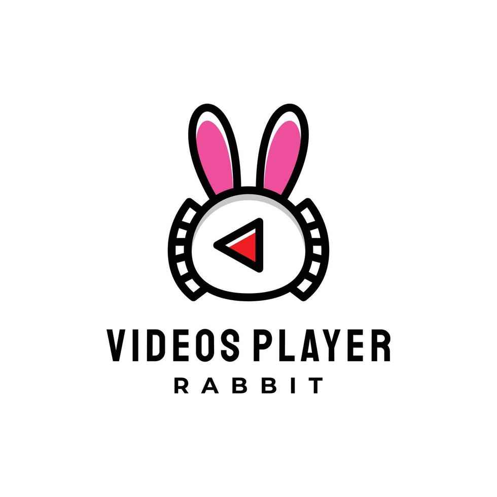 Vector Logo Design Combination of video player And rabbit