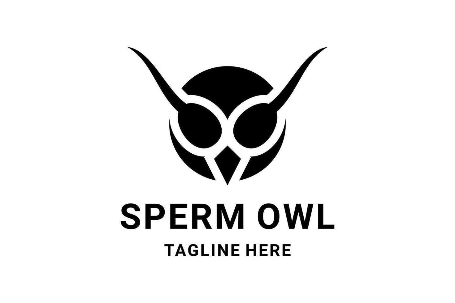 Double Meaning Logo Design Combination of Face Owl And Sperm vector