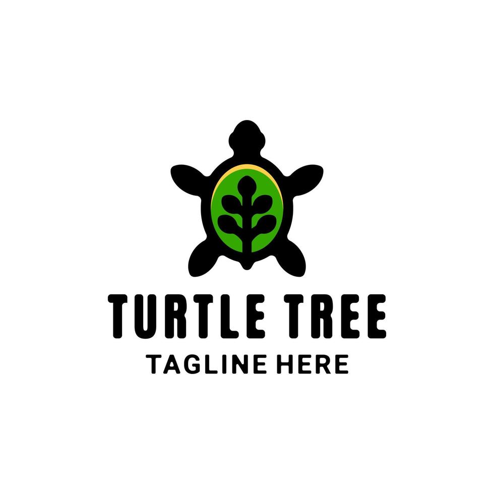 Simple Mascot Vector Logo Design of Dual Meaning Combination Turtle and Tree Leaf
