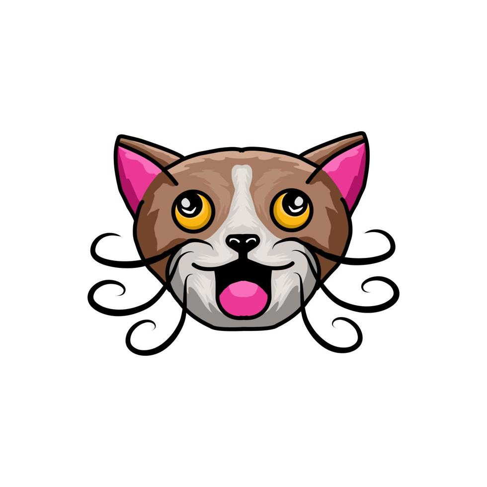 Face Cat with chibi style in background white,vector logo design editable vector