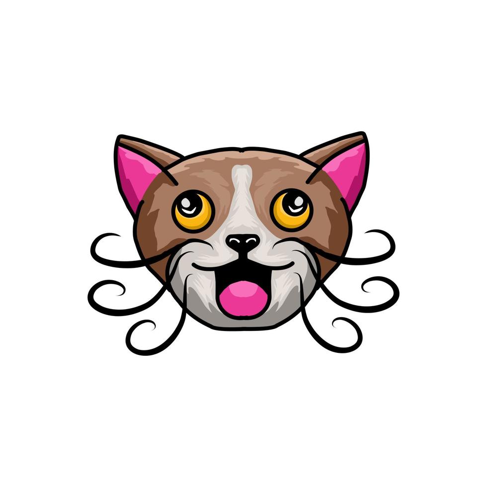 cara de gato con estilo chibi en fondo blanco, diseño de logotipo vectorial editable vector