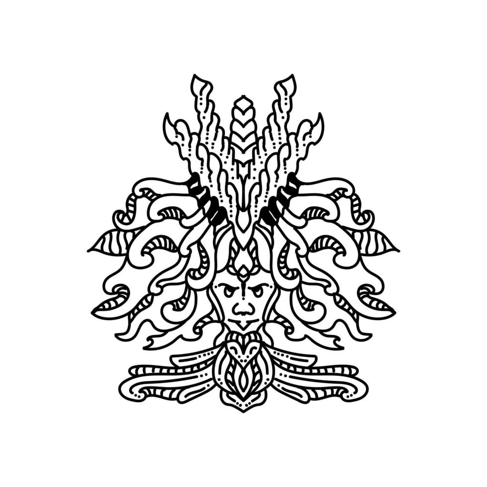 monster head design with line art style vector