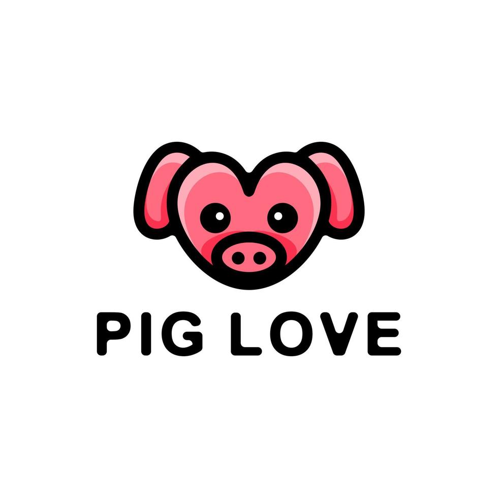 Logo Design Cartoon Character Vector Combination Love And Pig