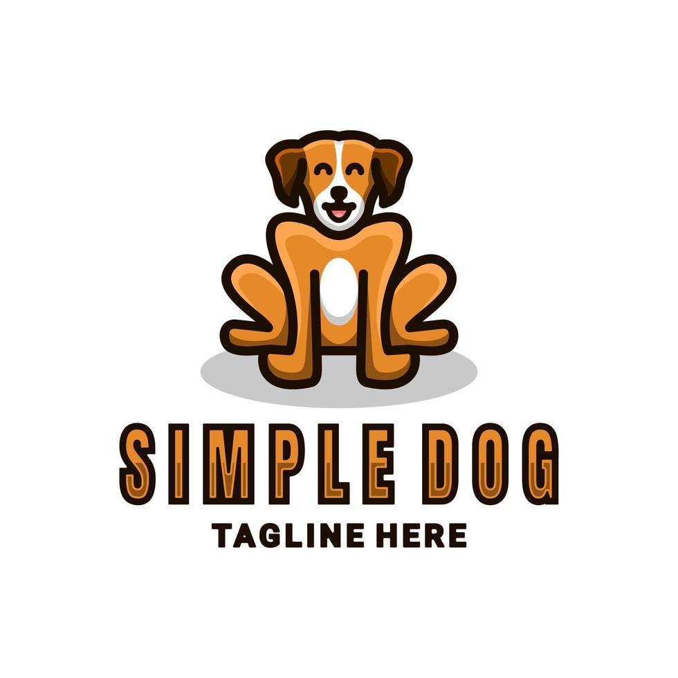 Simple Mascot Vector Logo Design of Dog sitting in yellow color