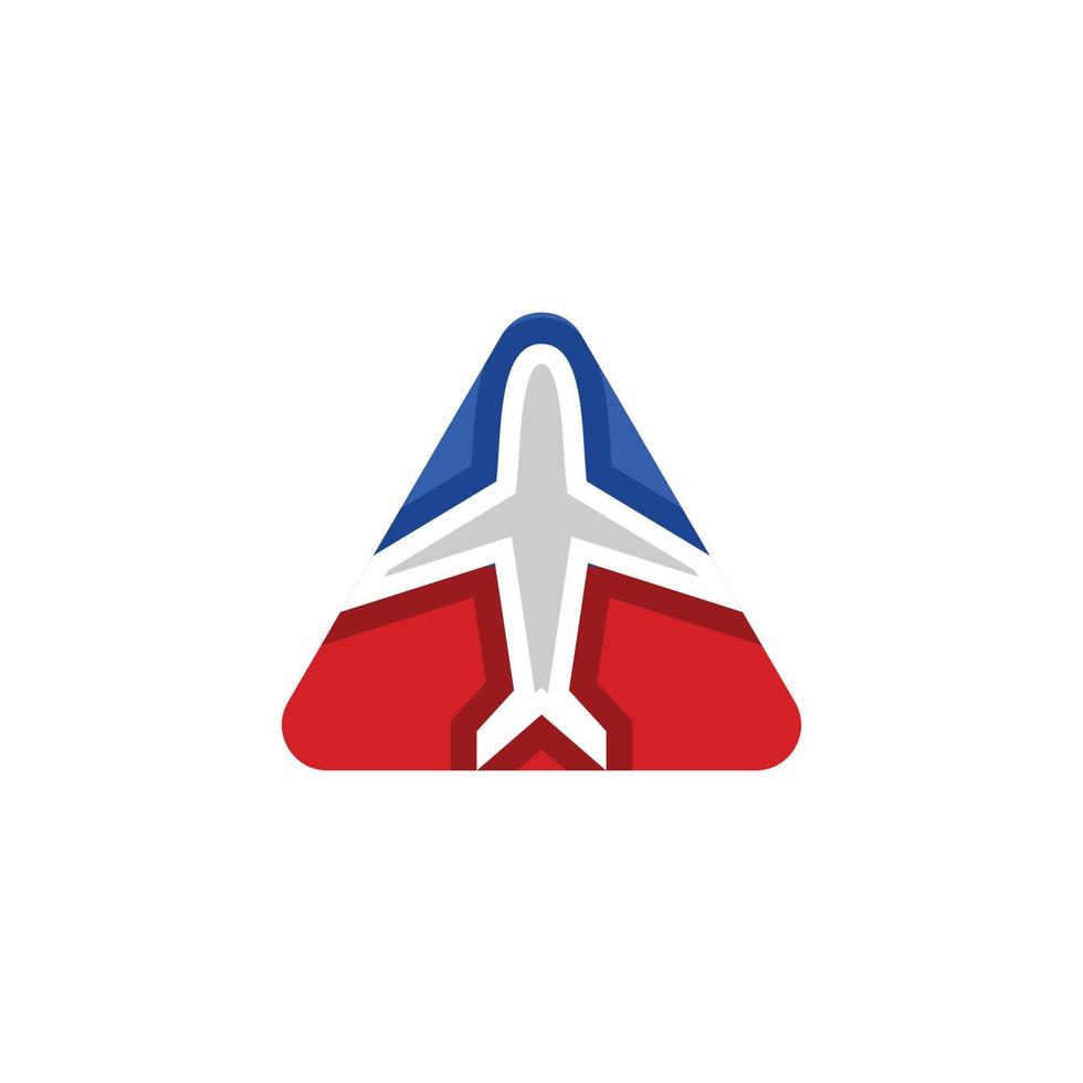 Triangle plane in white background, minimalist vector logo design