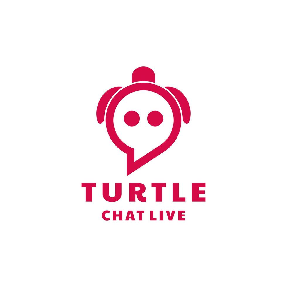 Chat combination with turtle in white background, vector logo design editable