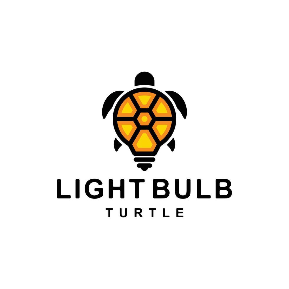 Light bulb combination with turtle in white background, template vector logo design