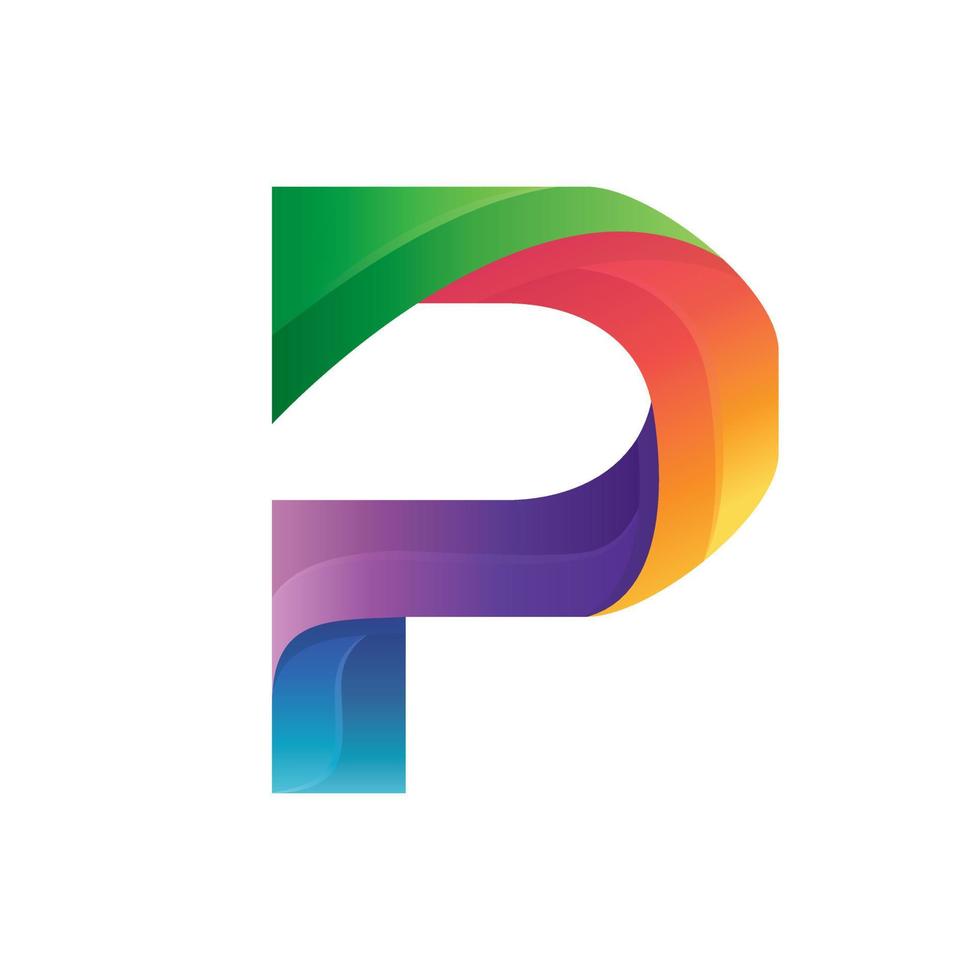 Letter P colorful, vector logo design editable