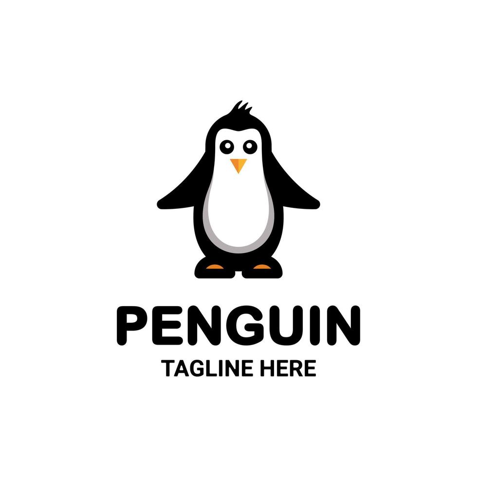 diseño de logotipo de dibujos animados de mascota vectorial simple de pingüino vector