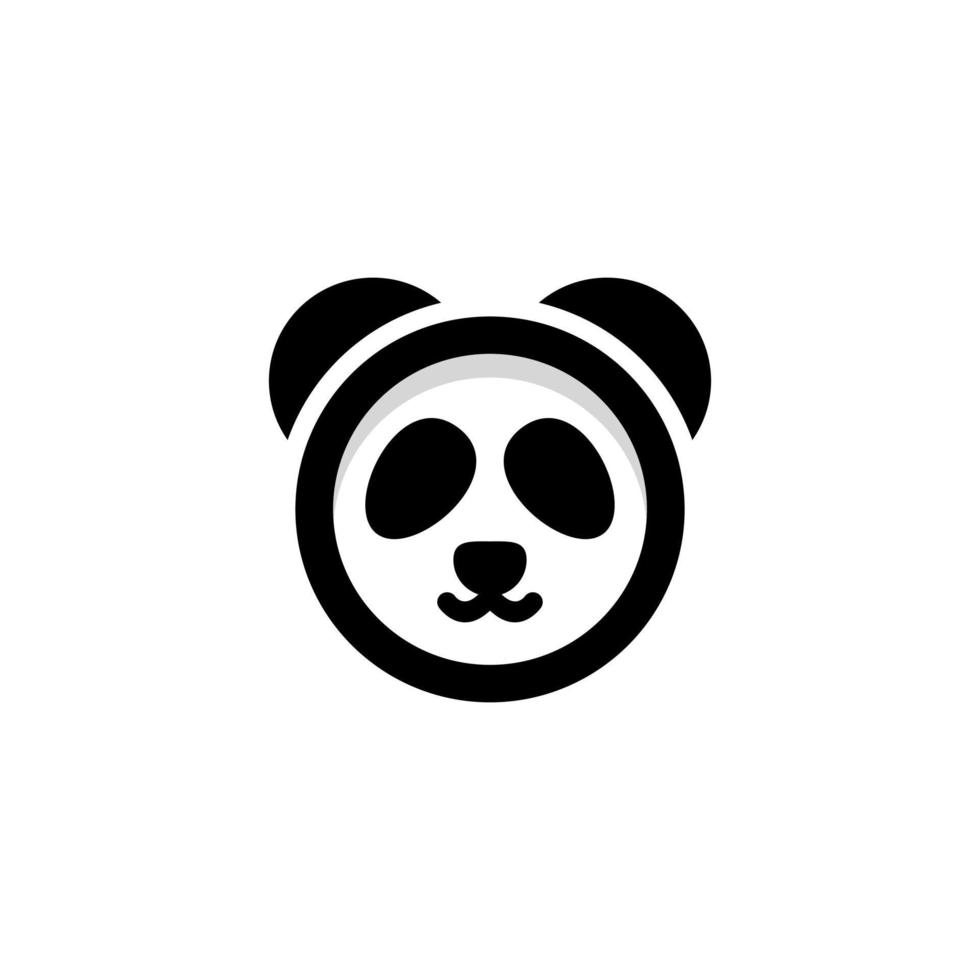 Logo Design Vector Round Face Panda with minimalist flat style