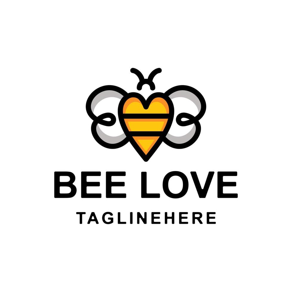 Simple Mascot Vector Logo Design of Dual Meaning Combination Love and Bee Flying