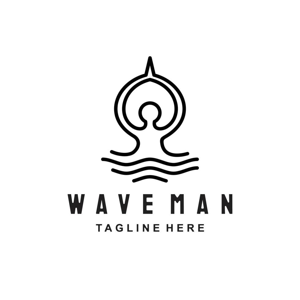 wave combination with man ,line art style , Logo Design Vector, Abstract emblem, design concept, logotype element , template, can you editable as you wish vector