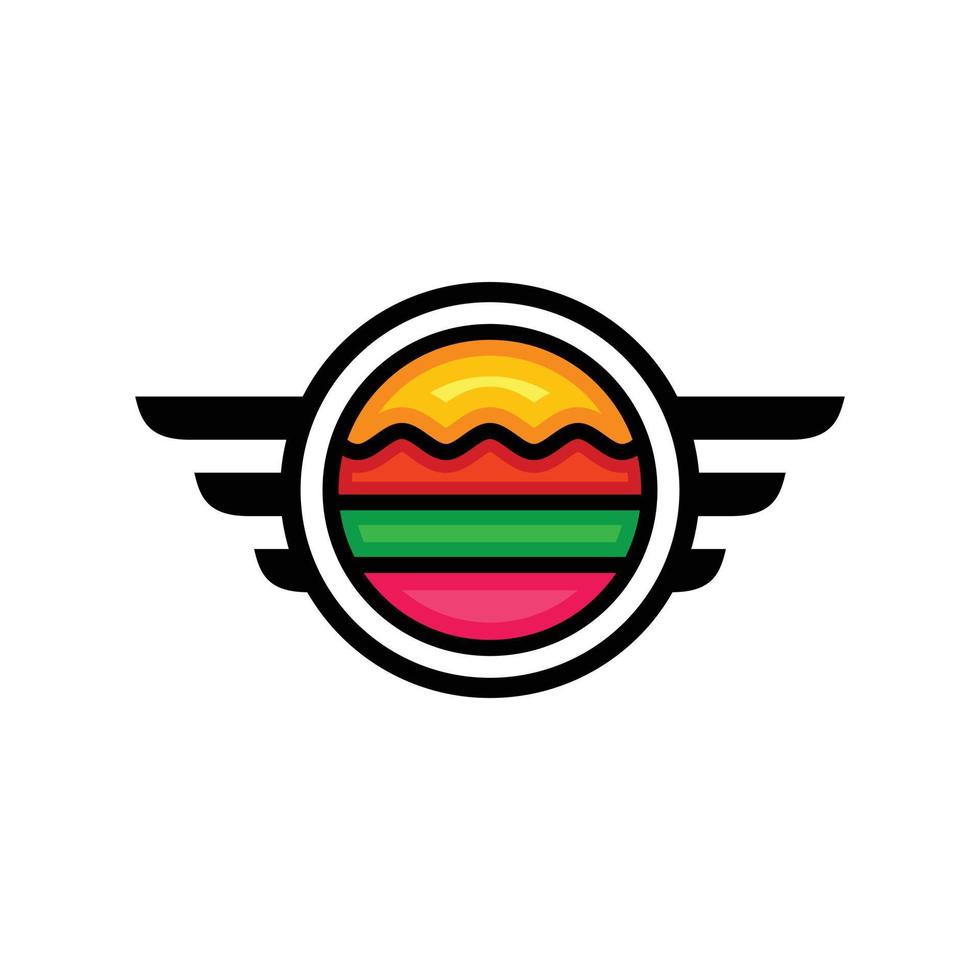 hamburguesa de ala en fondo blanco, plantilla de diseño de logotipo vectorial vector