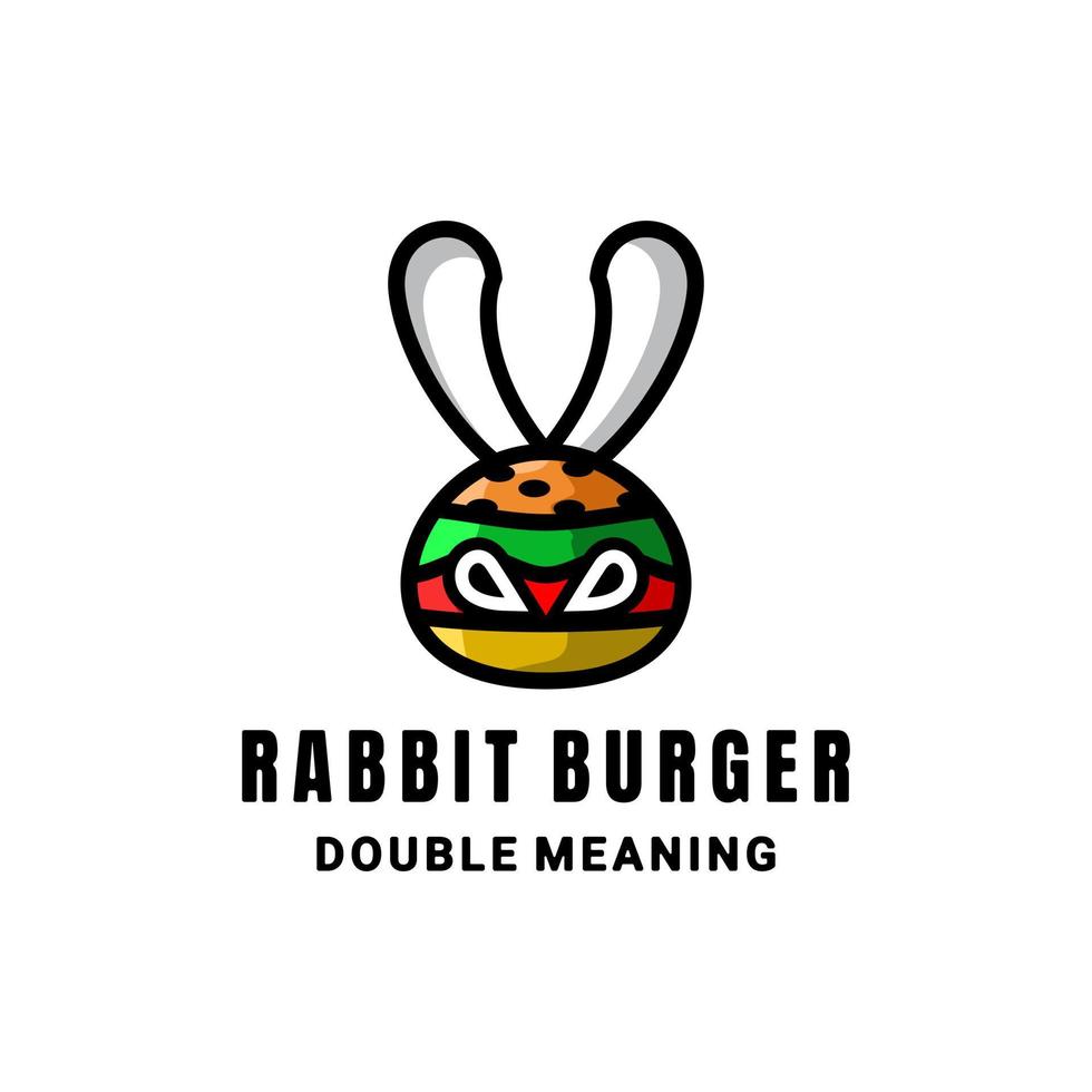 doble sentido el logo que forma conejo y hamburguesa vector