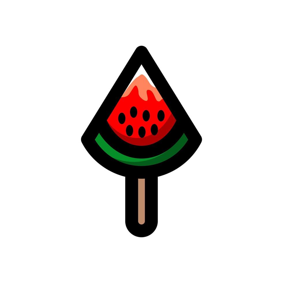 Double meaning logo which forms ice cream and watermelon vector