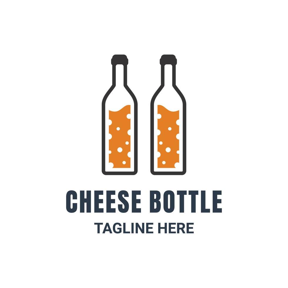 Cheese combination with bottle wine , flat minimalist vector logo design in background color white