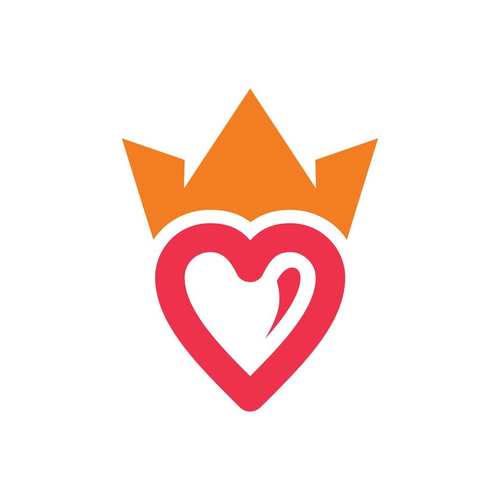 corona de amor, estilo de arte de línea, vector de diseño de logotipo