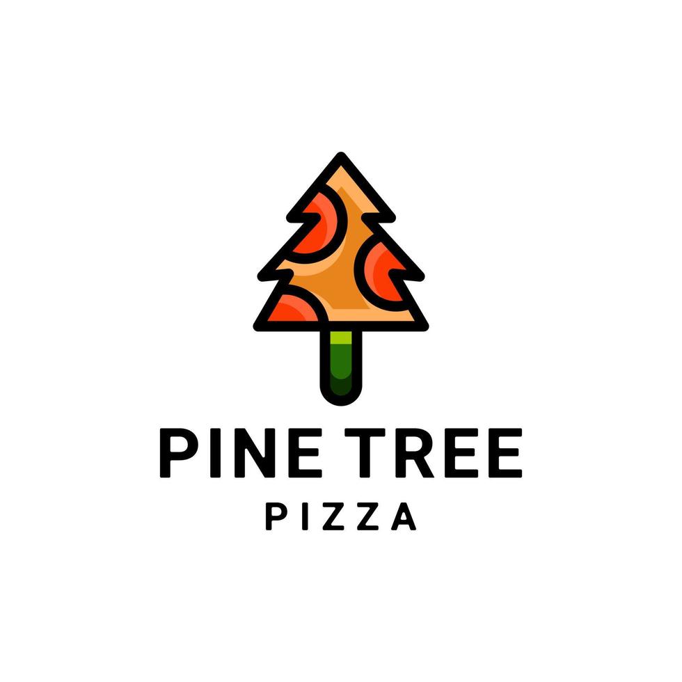 Combination Pine Tree And Pizza in white background ,vector logo design editable vector