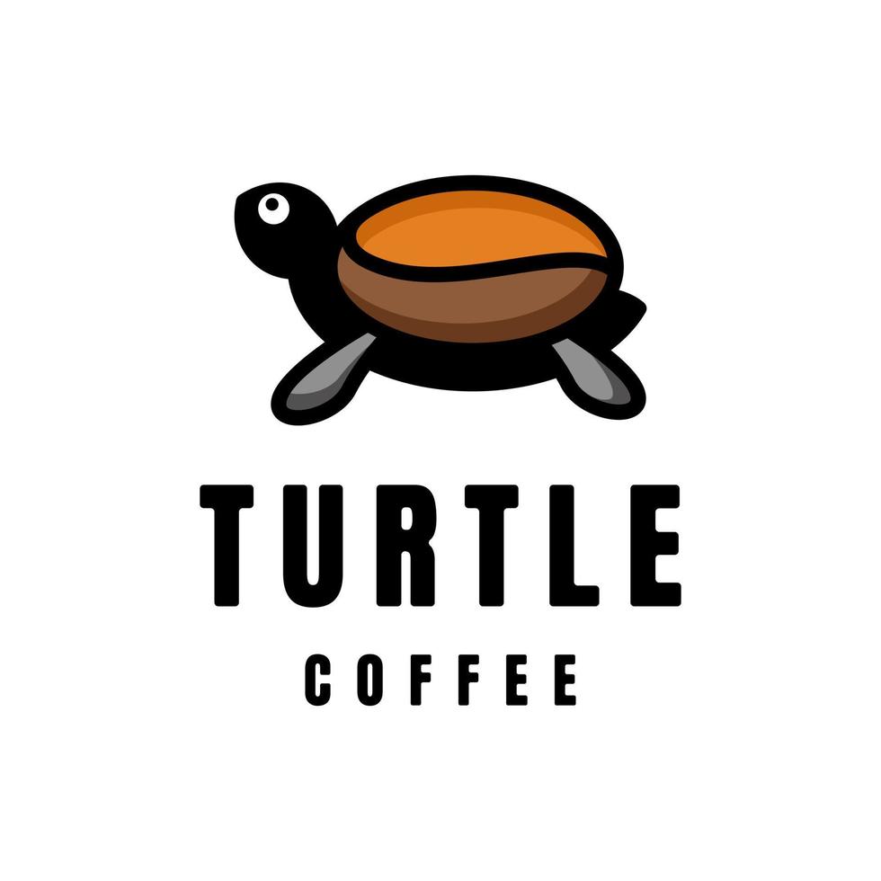 Simple Vector Mascot Cartoon Logo Design of Dual Meaning Combination Coffee and Turtle