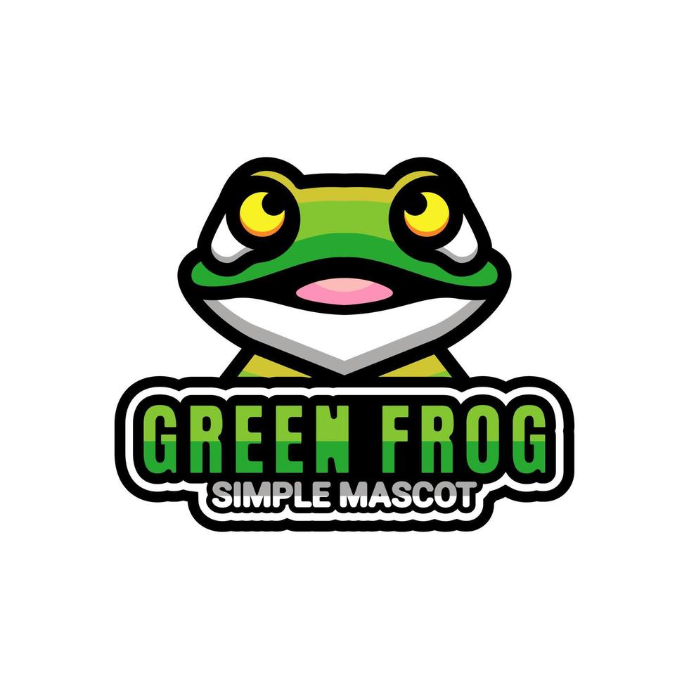 diseño de logotipo de vector de mascota simple de rana en verde