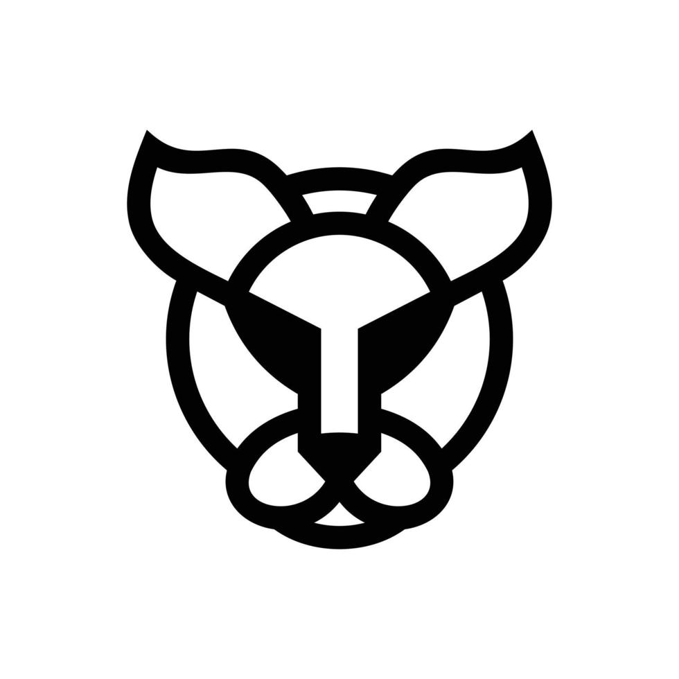 león de diseño de logotipo de vector de mascota simple con arte de línea de estilo