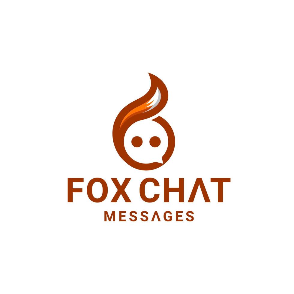 combinación de zorro con mensaje de chat de icono en fondo blanco, diseño de logotipo vectorial editable vector