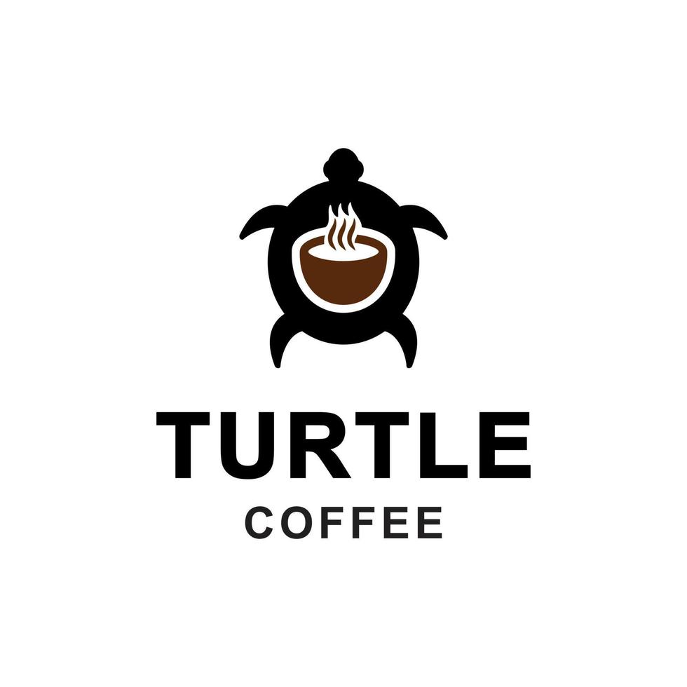 Simple Mascot Vector Logo Design of Dual Meaning Combination Turtle and Coffee