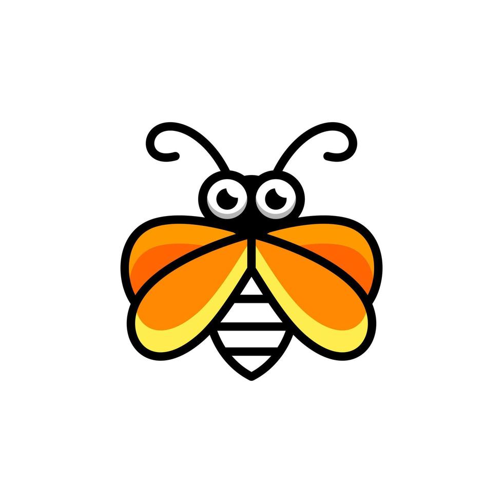 abeja en fondo blanco, diseño de logotipo de vector de dibujos animados editable