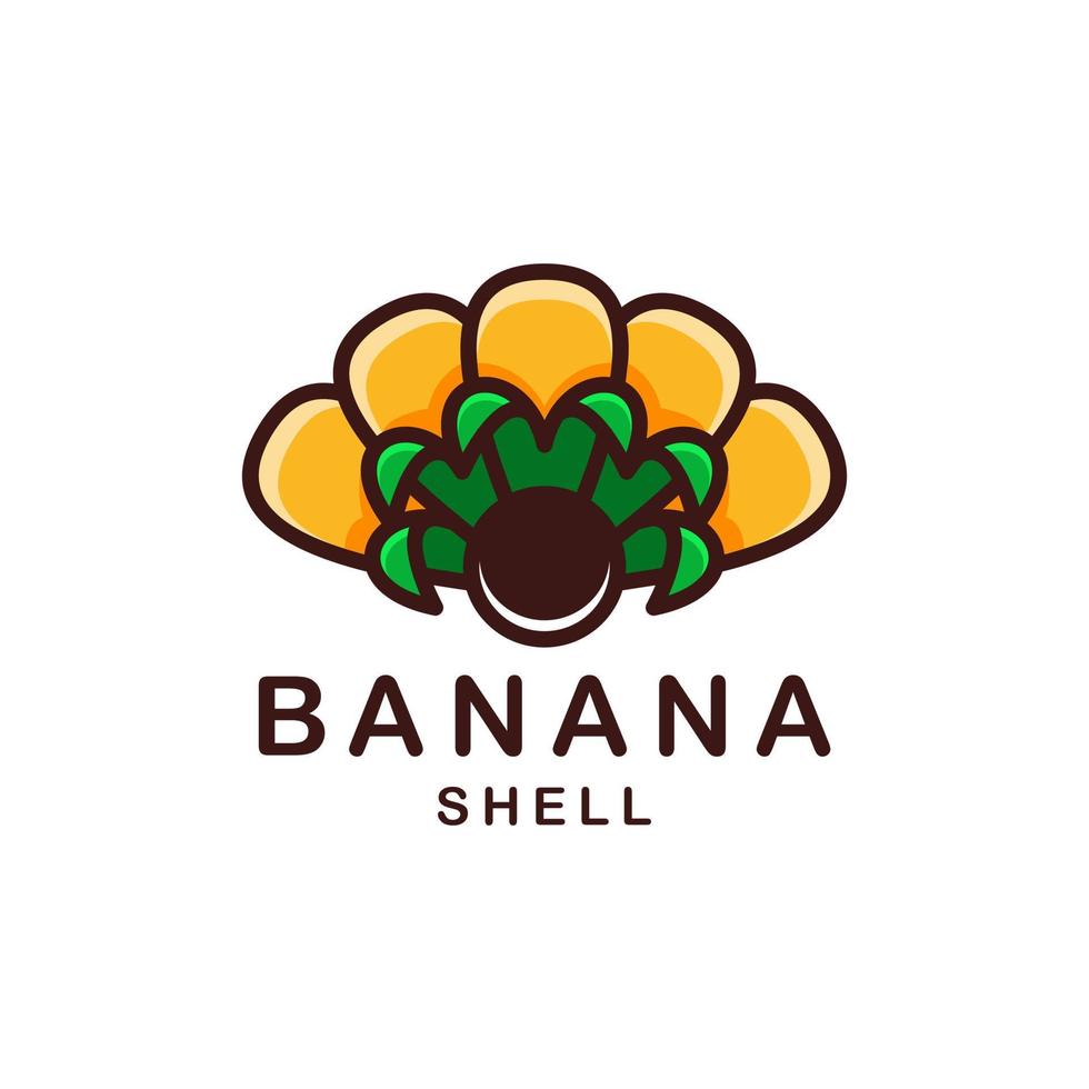 Banana combination shell in white background, vector template logo design editable