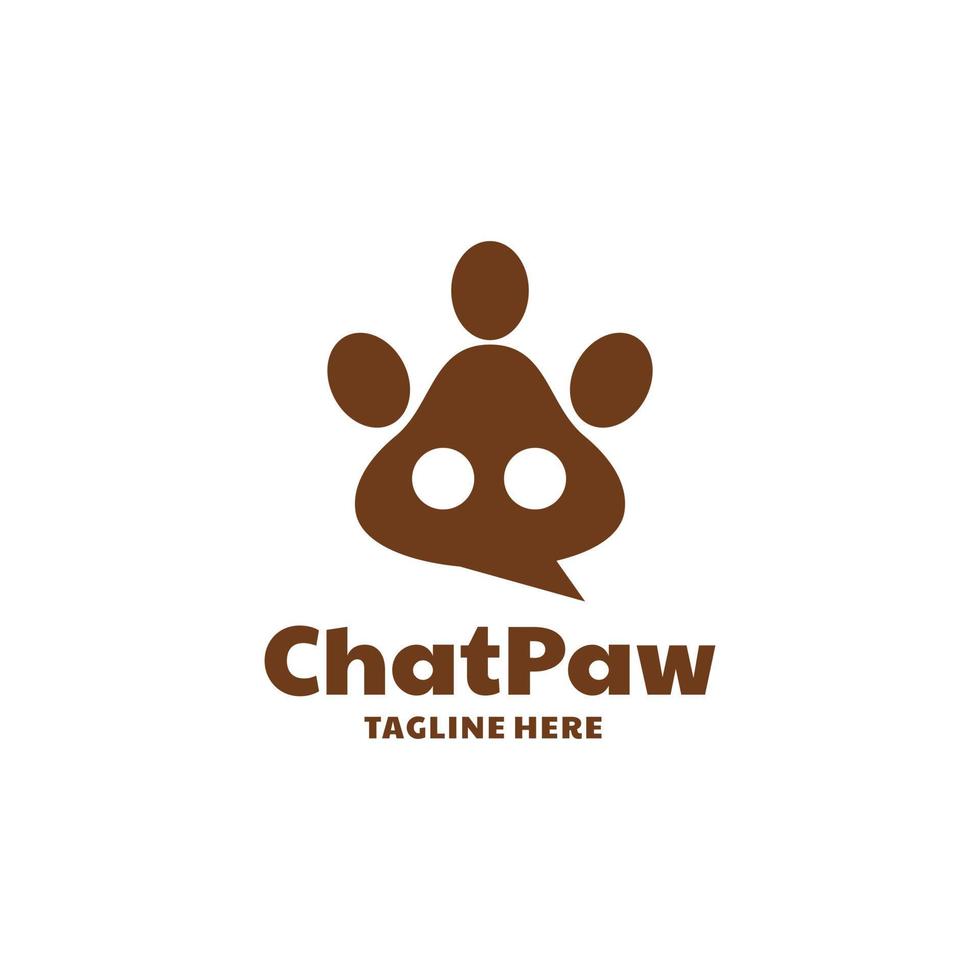 combinación de pata con icono de chat en fondo blanco, diseño de logotipo vectorial editable vector