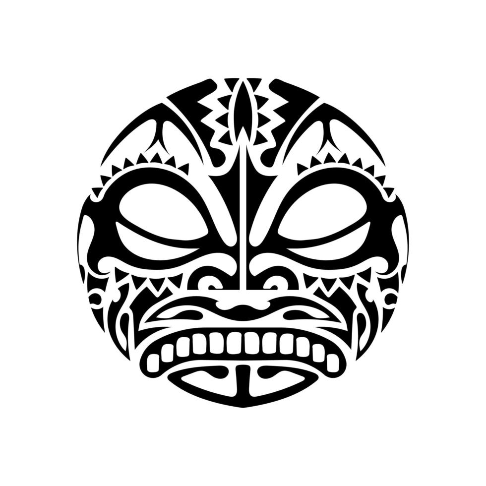 Hawaiian style tattoo. Polynesia style tattoo template. Mask of the gods. Traditional tribal ornament. Handmade. Vector illustration.