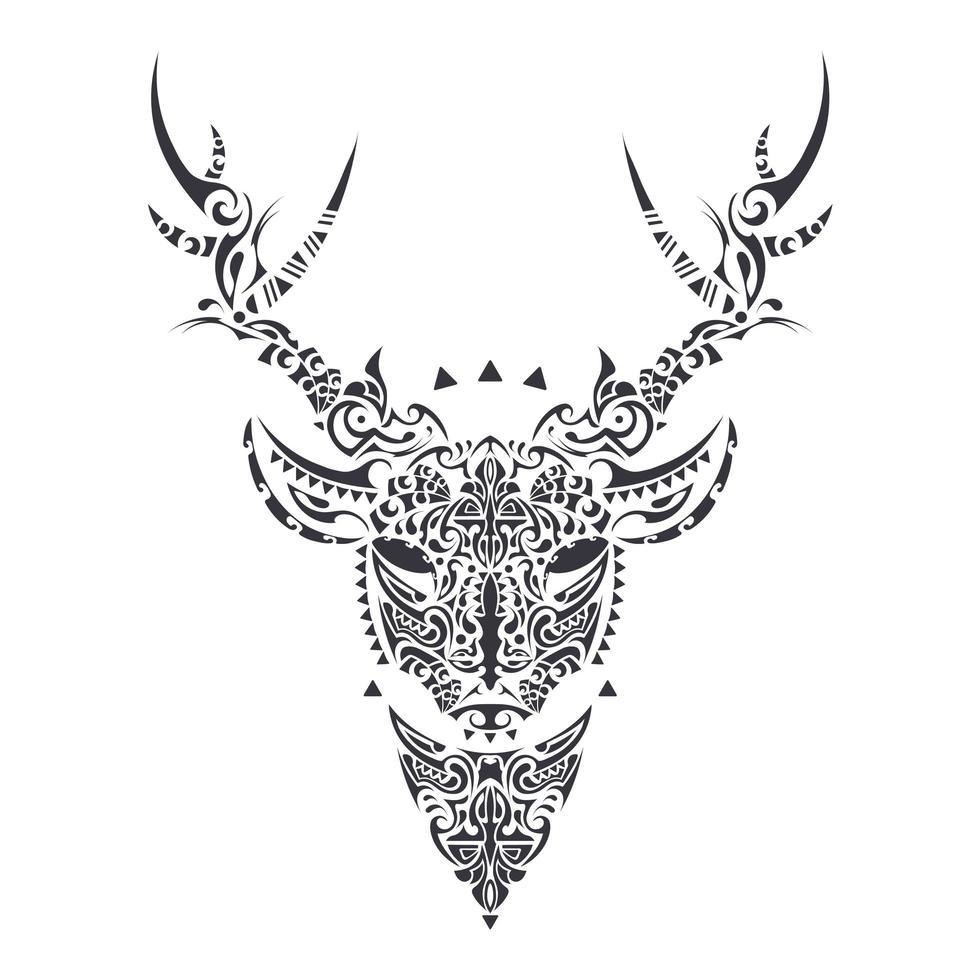 Deer Polynesian style. Tattoo deer in polynesian style. Good for tattoos, prints and t-shirts. Isolated. Vector. vector