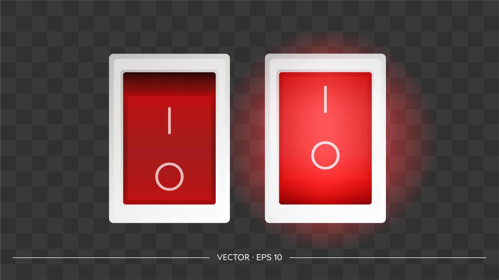 Two red and white light switches on a transparent background vector
