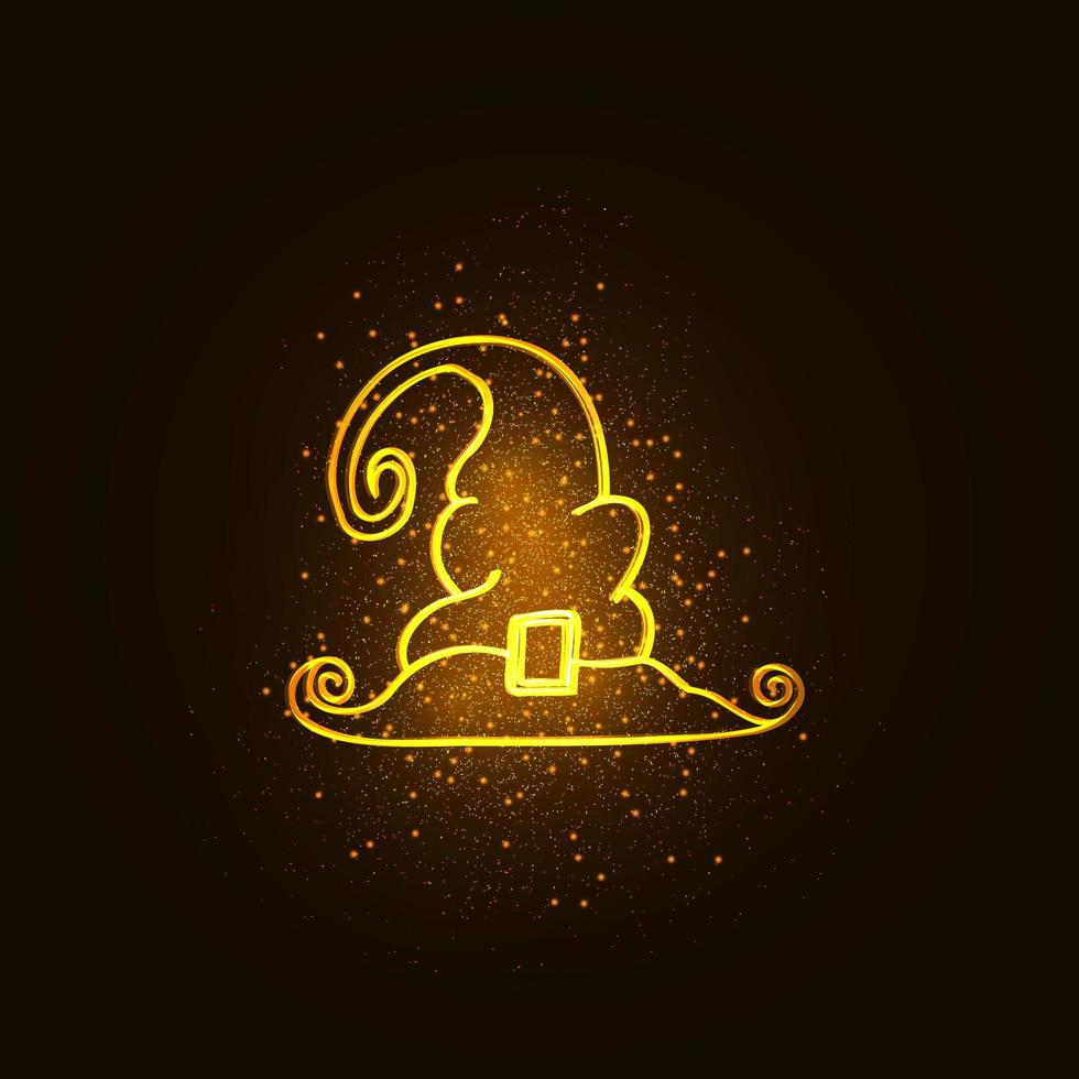 Glowing Witch Hat. Halloween - October 31. Hand-drawn doodle illustration. A traditional holiday, the eve of All Saints Day, All Hallows Eve. Trick or treat. Happy Halloween 2022 vector