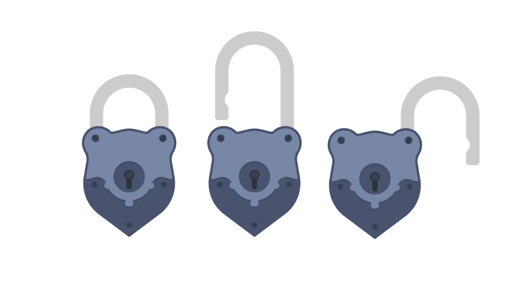Old padlock in flat style. Antique padlock is isolated on a white background. Vector. vector