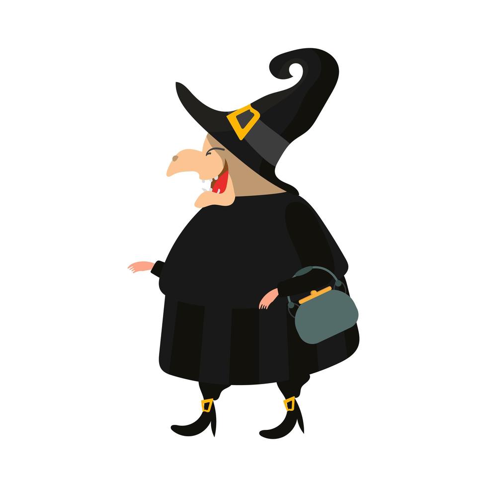 Witch in a black robe. Witch in a white hat. Good for a Halloween-themed design. Isolated. Vector. vector
