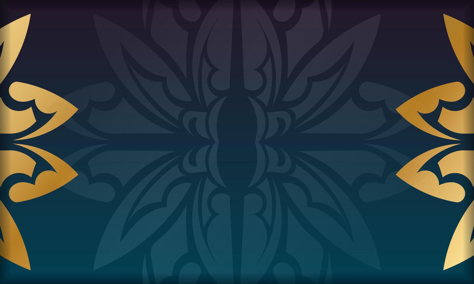 Background with gradient blue color with mandala gold ornament for design under logo or text vector