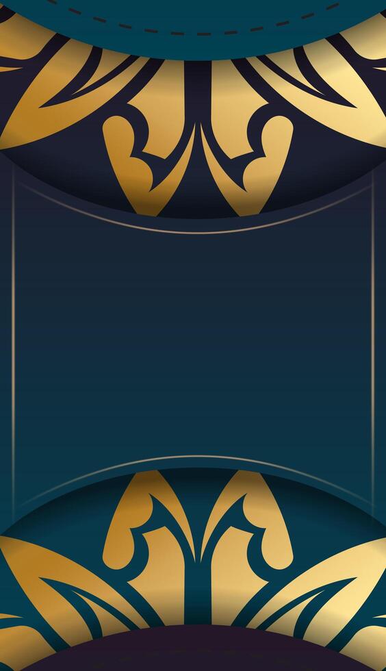 Golden background with a blue background and gold ornament vector