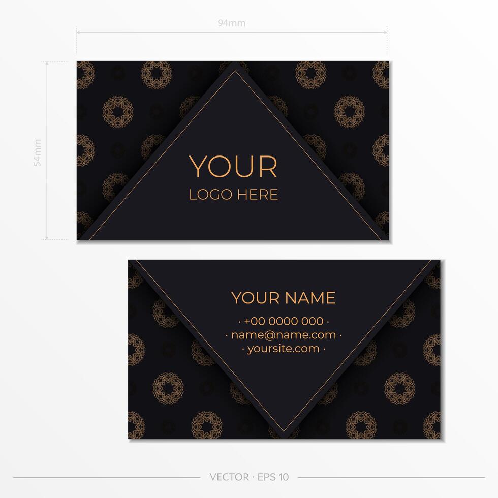 Luxurious business card design with vintage Indian ornament. Can as Roman background and wallpaper. Elegant and classic elements ready for print and typography. vector