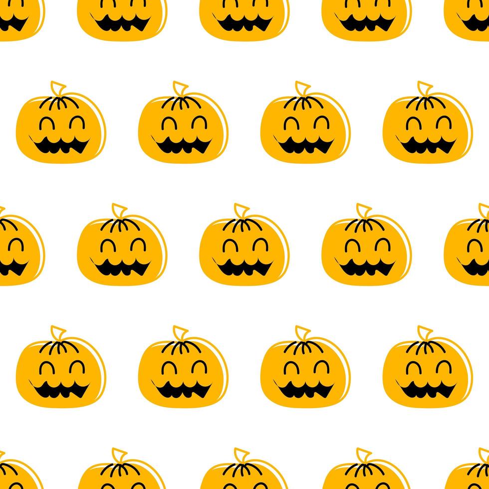 Beautiful pumpkin halloween thanksgiving seamless pattern, cute cartoon pumpkins hand drawn background vector