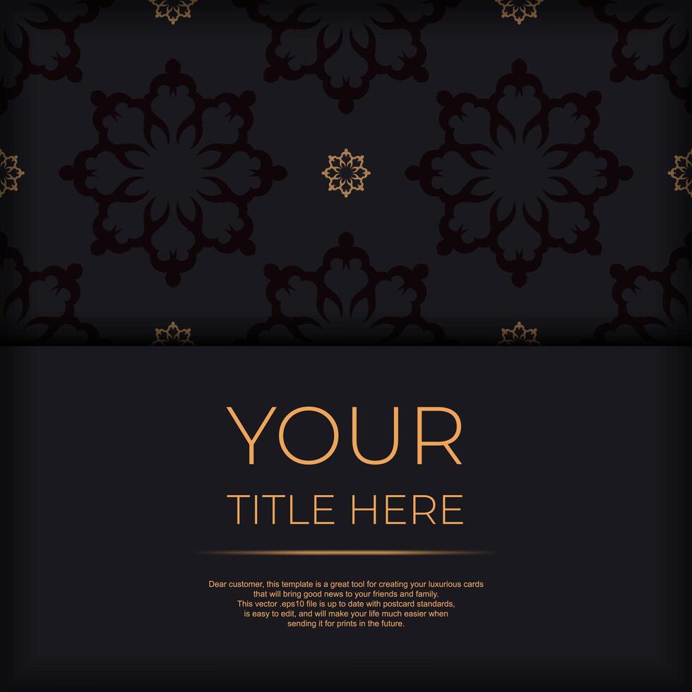 Dark postcard design with vintage Indian ornaments. Elegant and classic vector elements ready for print and typography.